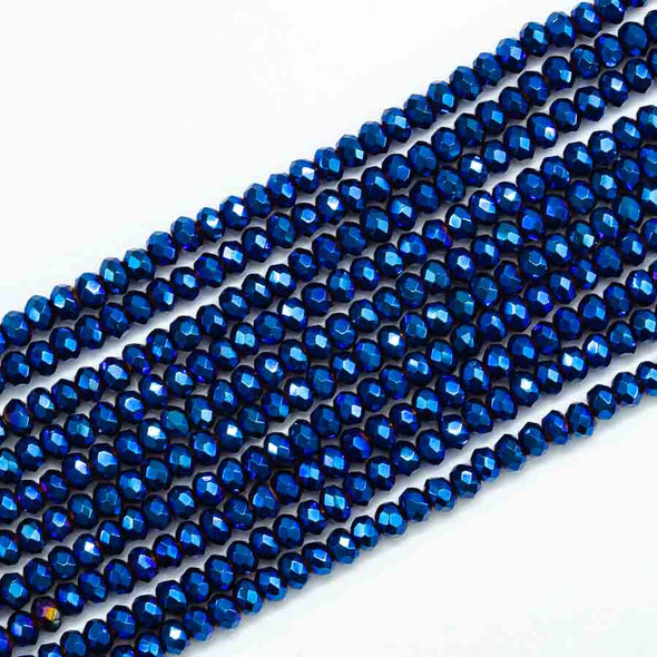 Chinese Crystal Rondelle Beads 3x2mm BLUE METALLIC