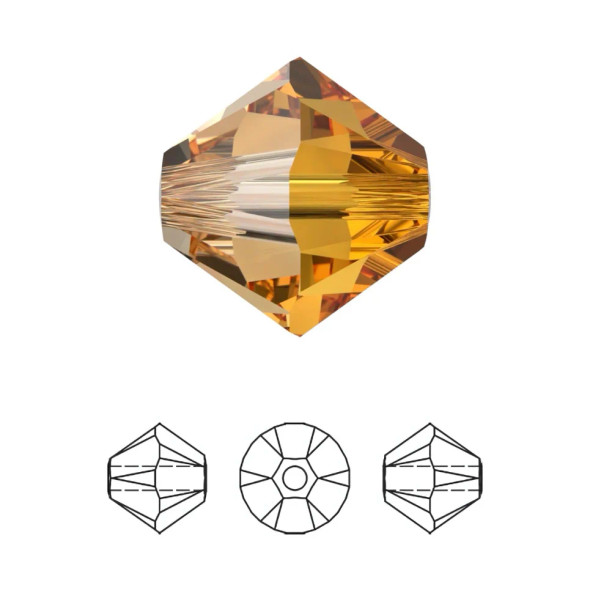 ELITE Eureka Crystal Bicone Beads 4mm DARK ORANGE 5328 (Pack of 24)