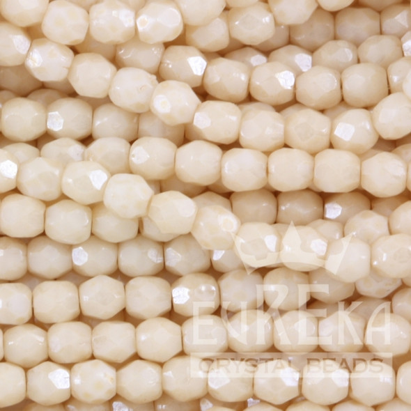 Firepolish 3mm Czech Glass Beads CHAMPAGNE OPAQUE LUSTER (Strand of 50)