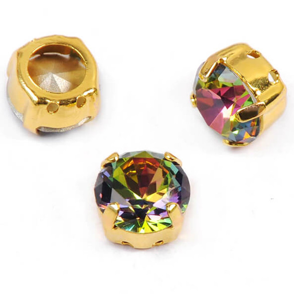 Krakovski Crystal Chaton Montee 8mm VITRAIL MEDIUM Gold Setting