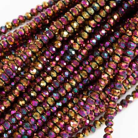 3x2mm RASPBERRY IRIS Chinese Crystal Rondelle Beads