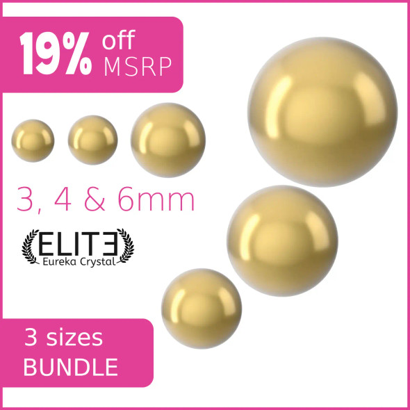Royal Gold ELITE Eureka Crystal Three Sizes Pearls Bundle 3 Pack